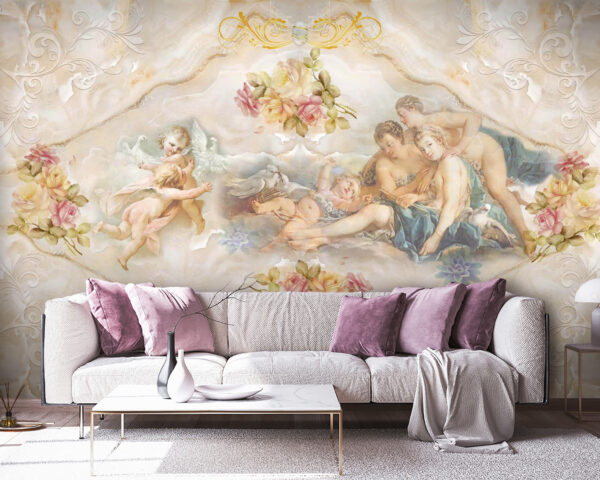 Painting of angels and flowers u16353pig38 600x480 - Painting of angels and flowers