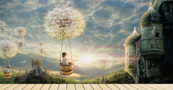 Girl in a basket on a swing with a dandelion in the sky u16580pir1m 600x313 - Girl in a basket on a swing with a dandelion in the sky - tegory