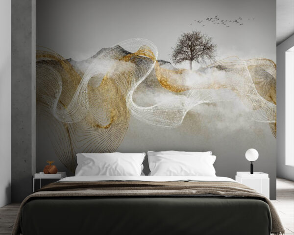 Painting of a tree and clouds Painting of a tree and clouds