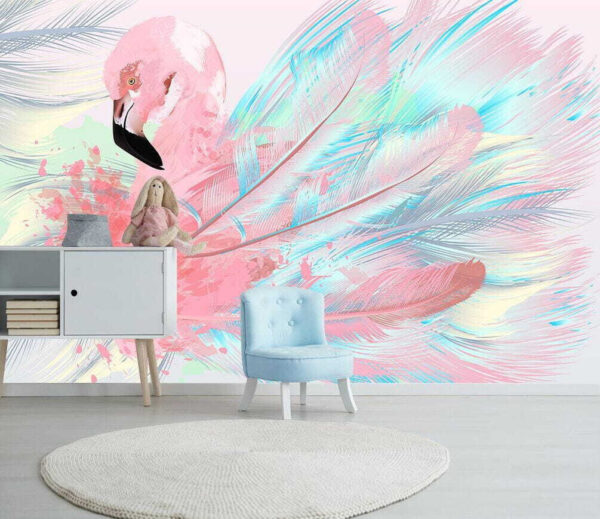 Pink flamingo with white and blue feathers u16902pir1m 600x519 - Pink flamingo with white and blue feathers - tegory