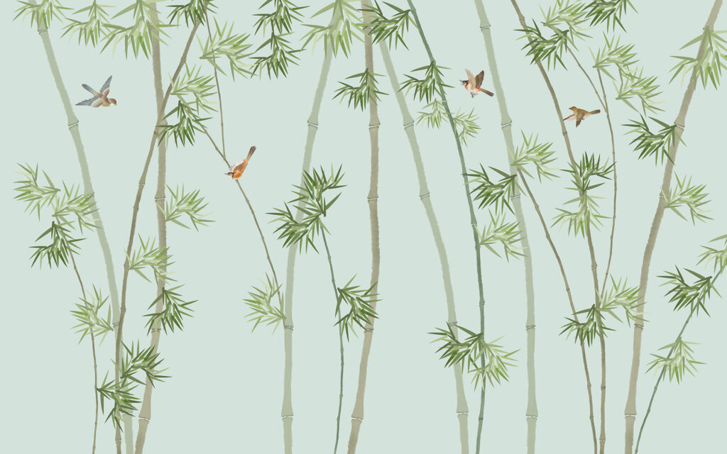 Wallpaper with bamboo branches and birds u16931p 1024x640 - Wallpaper with bamboo branches and birds - tegory