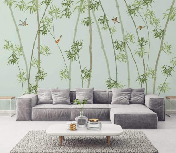 Wallpaper with bamboo branches and birds u16931pig1m 600x520 - Wallpaper with bamboo branches and birds - tegory