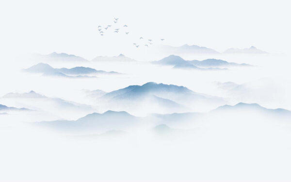 Birds flying over a foggy mountain range u23252p 600x375 - Birds flying over a foggy mountain range - tegory