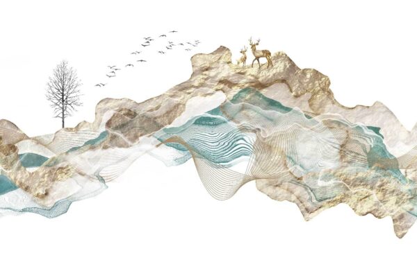 Painting of a mountain with birds flying around u23601p 600x375 - Painting of a mountain with birds flying around - tegory