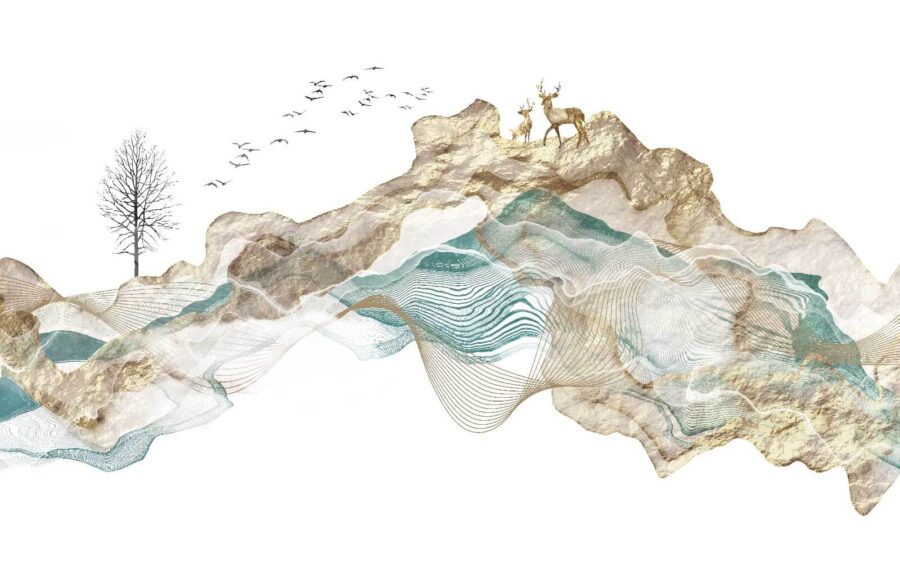u23601p 900x562 - Painting of a mountain with birds flying around - tegory