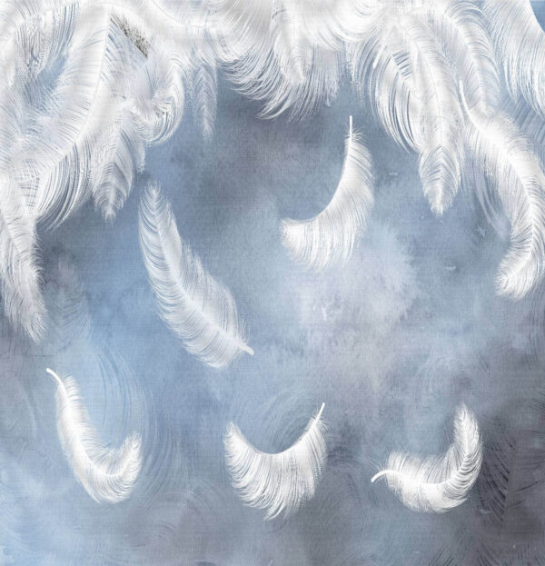 White feathers on a blue background u23747p 600x623 - White feathers on a blue background - tegory