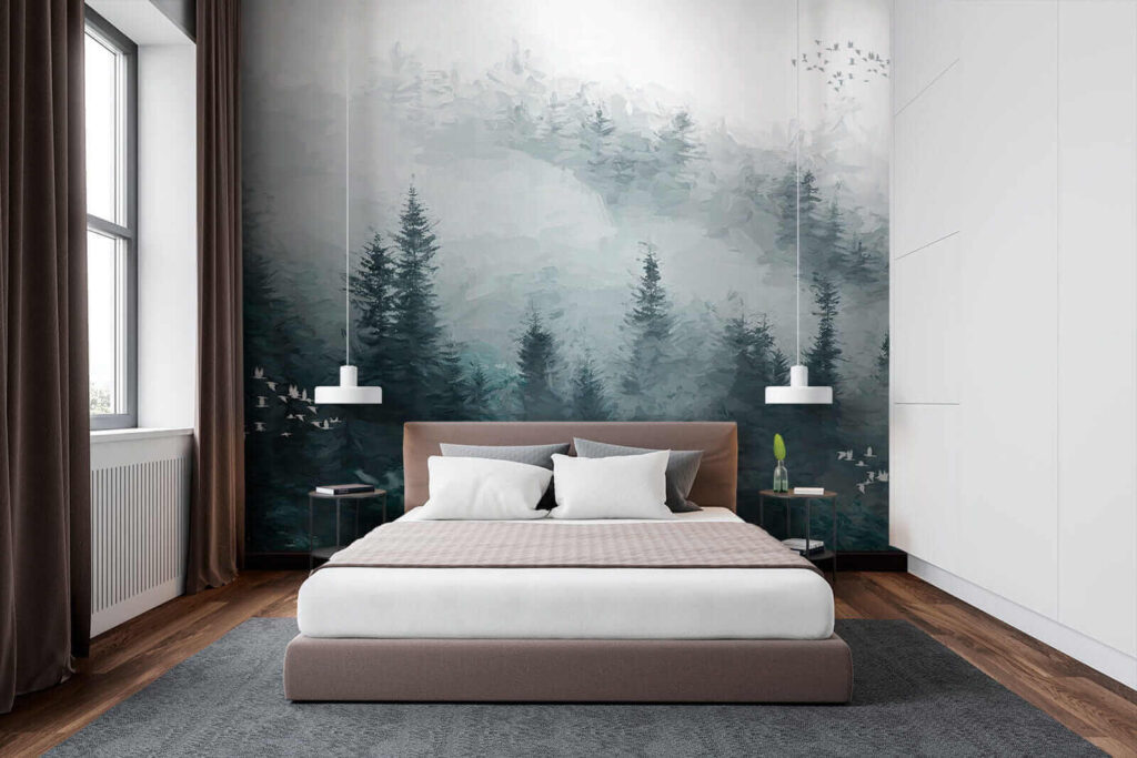 Foggy forest with birds flying u23921pib1 1024x683 - Foggy forest with birds flying - tegory