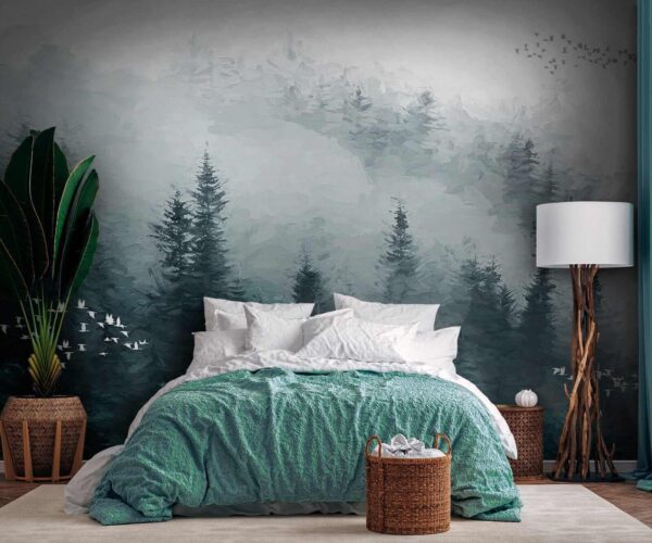 Foggy forest with birds flying u23921pib2 600x500 - Foggy forest with birds flying - tegory