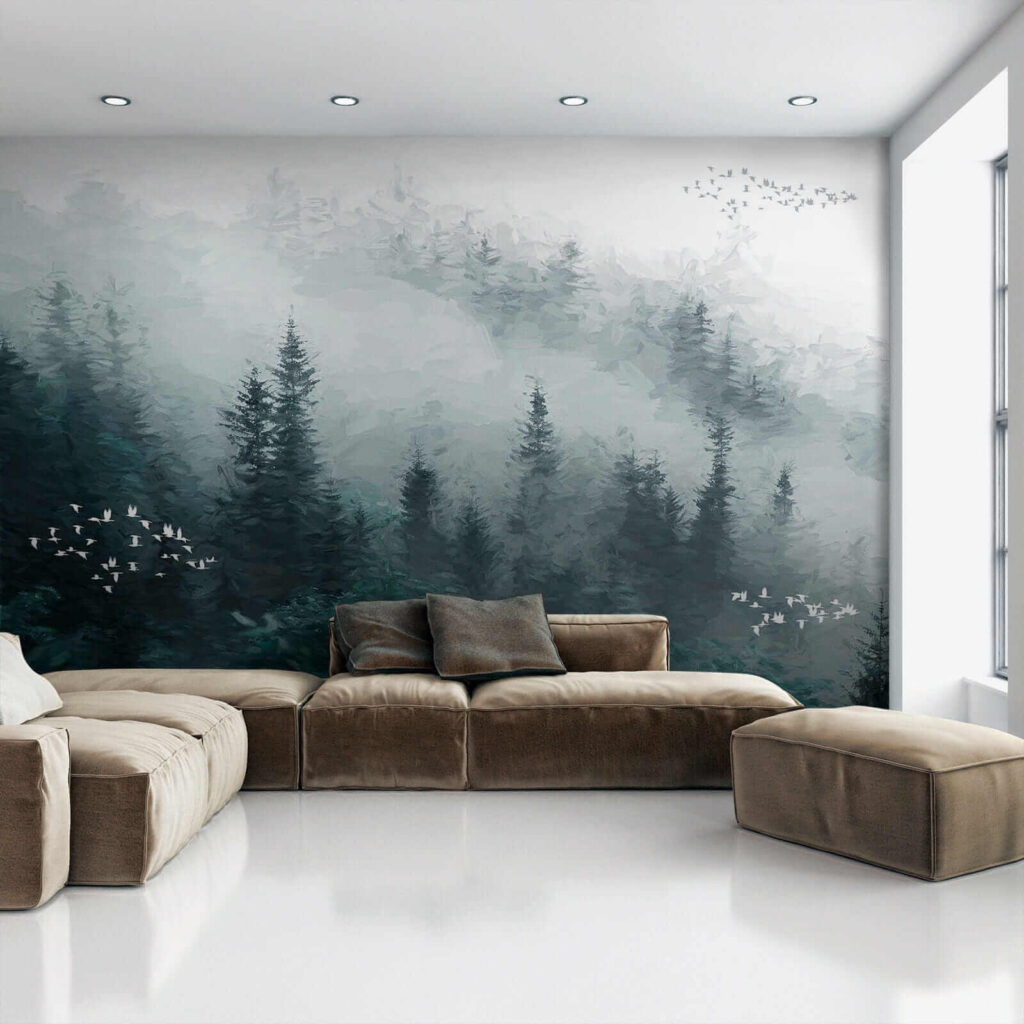 Foggy forest with birds flying u23921pig1 1024x1024 - Foggy forest with birds flying - tegory