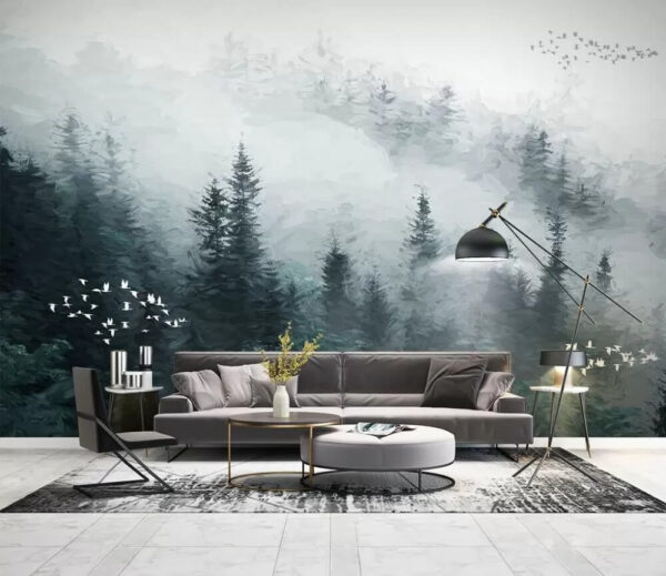 Foggy forest with birds flying u23921pig5m 600x519 - Foggy forest with birds flying - tegory