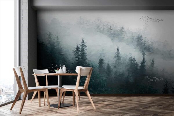 Foggy forest with birds flying u23921pik2 600x400 - Foggy forest with birds flying - tegory