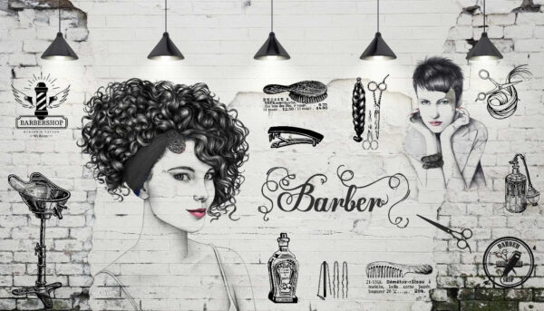 Wall with a drawing of a woman and a man Wall with a drawing of a woman and a man