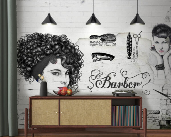 Wall with a drawing of a woman and a man Wall with a drawing of a woman and a man