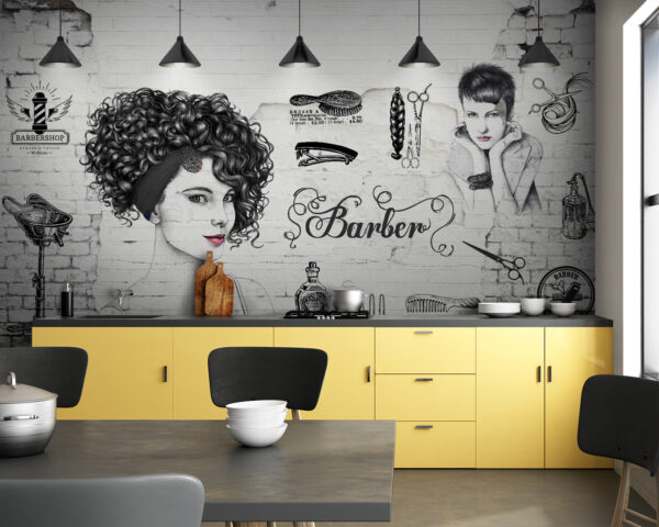 Wall with a drawing of a woman and a man Wall with a drawing of a woman and a man