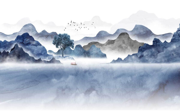 Painting of mountains and a tree u26212p 600x375 - Painting of mountains and a tree - tegory