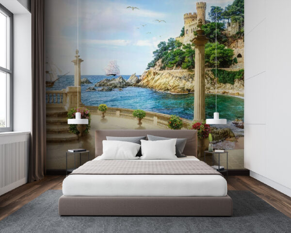 Balcony with columns and flowers on the side of the ocean u26407pib94m 600x480 - Balcony with columns and flowers on the side of the ocean - tegory