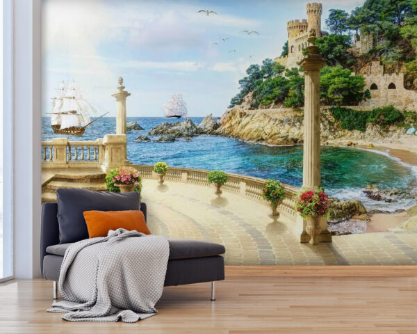 Balcony with columns and flowers on the side of the ocean u26407pig25 600x480 - Balcony with columns and flowers on the side of the ocean - tegory