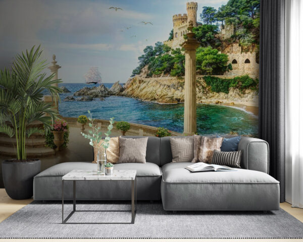 Balcony with columns and flowers on the side of the ocean u26407pig53 600x480 - Balcony with columns and flowers on the side of the ocean - tegory