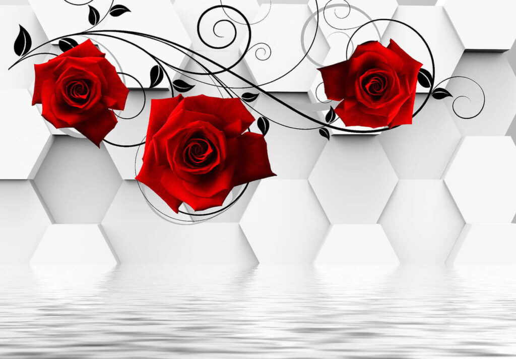 Wallpaper with red roses and black vines u26421p 1024x712 - Wallpaper with red roses and black vines - tegory