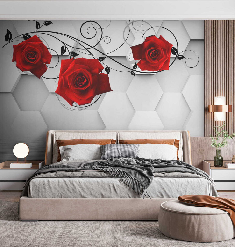 Wallpaper with red roses and black vines u26421pib1 973x1024 - Wallpaper with red roses and black vines - tegory