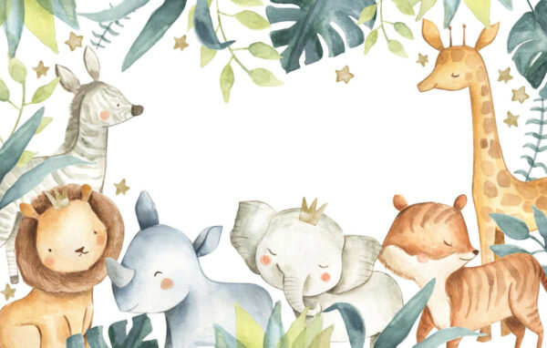 Watercolor frame of animals Watercolor frame of animals