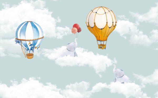 Group of elephants flying in the clouds Group of elephants flying in the clouds