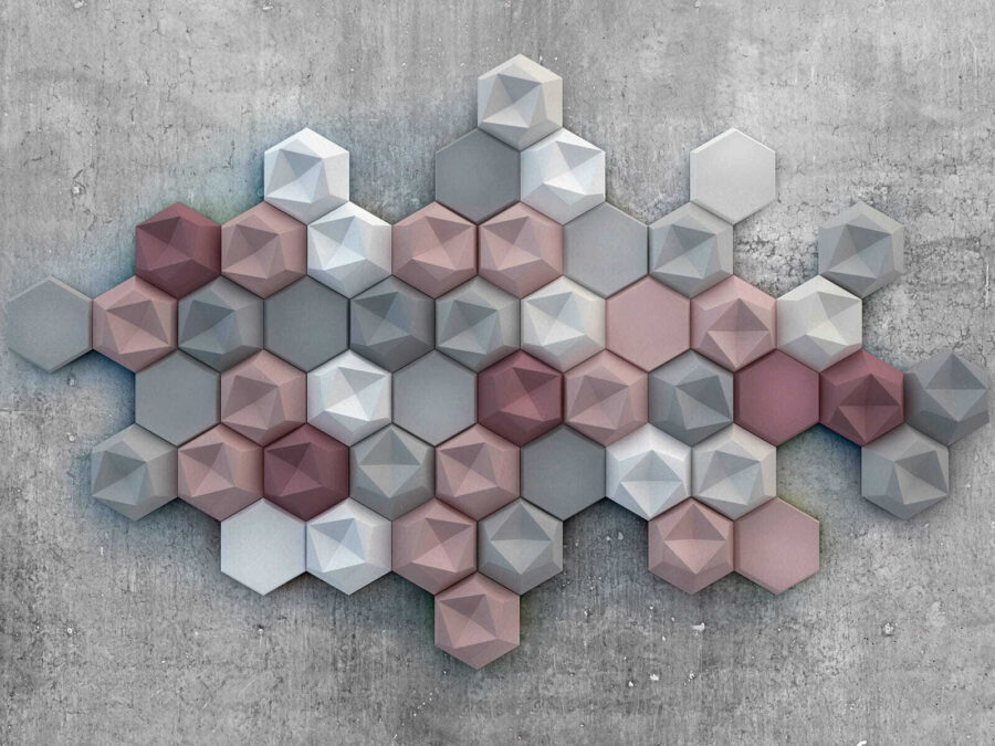 Group of hexagons on a concrete surface