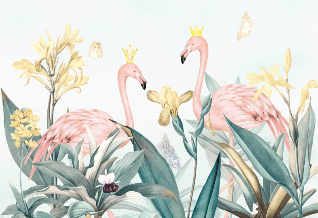 Group of flamingos with crowns and flowers u29466p 1024x704 - Group of flamingos with crowns and flowers - tegory