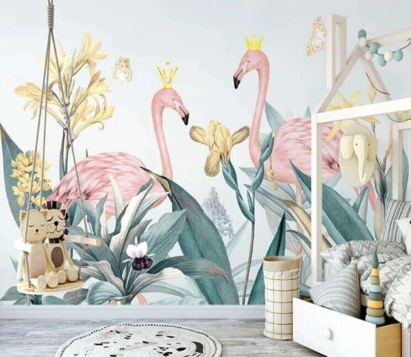 Group of flamingos with crowns and flowers u29466pir1m 600x522 - Group of flamingos with crowns and flowers - tegory