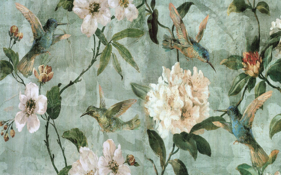 Wall murals Wallpaper with birds and flowers - Image 3