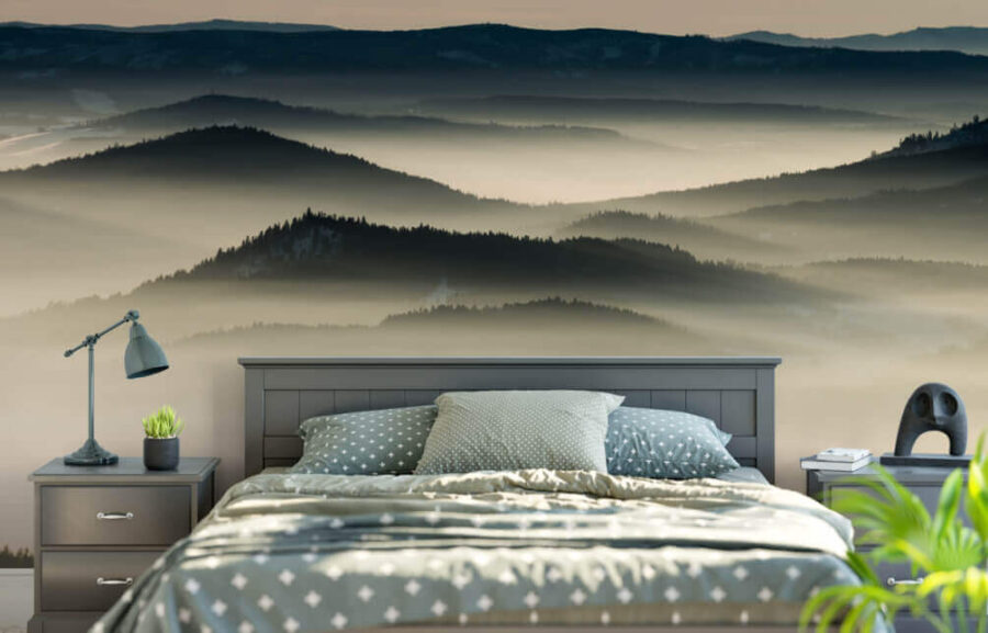 Wall murals Landscape of mountains with fog
