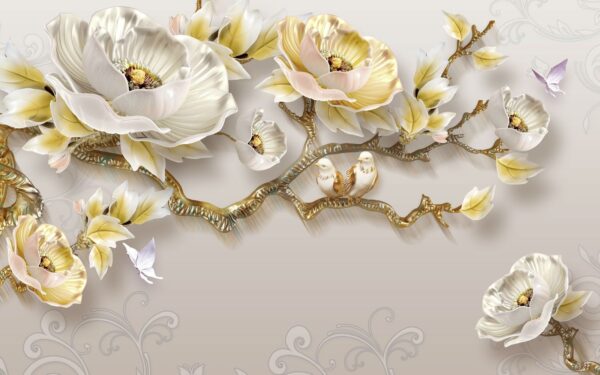 Wallpaper with flowers and birds u31662p 600x375 - Wallpaper with flowers and birds - tegory