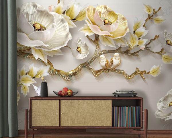Wallpaper with flowers and birds u31662pig20 600x480 - Wallpaper with flowers and birds - tegory