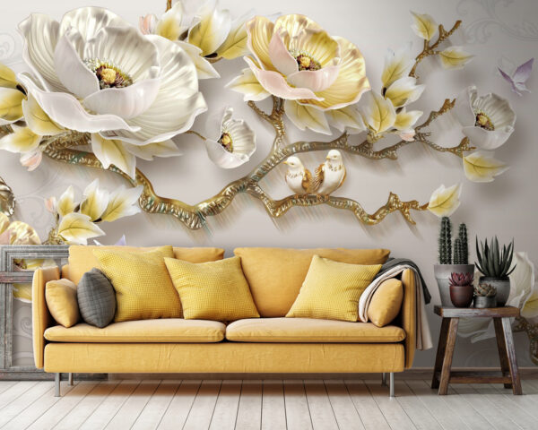 Wallpaper with flowers and birds u31662pig36 600x480 - Wallpaper with flowers and birds - tegory
