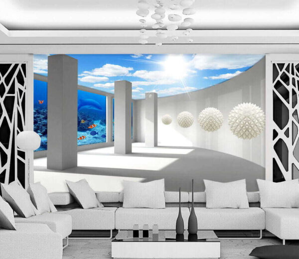Room with columns and fish and fish u31923pig1m 600x520 - Room with columns and fish and fish - tegory