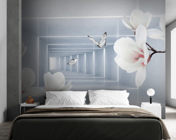 White flowers and butterflies in a room u35047pib84 600x480 - White flowers and butterflies in a room - tegory