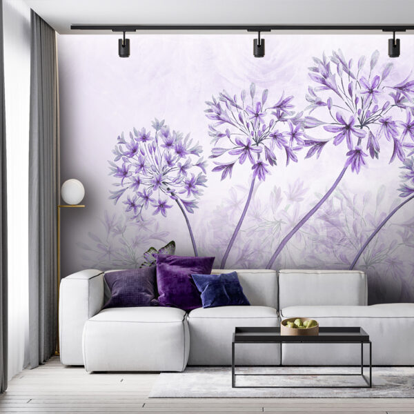 Purple flowers with butterflies on it Purple flowers with butterflies on it