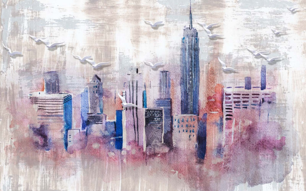 Watercolor painting of a city u35695p 1024x640 - Watercolor painting of a city - tegory