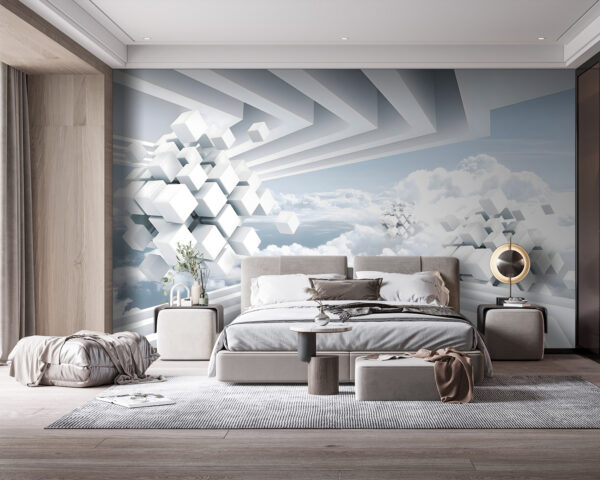 White cubes and clouds White cubes and clouds