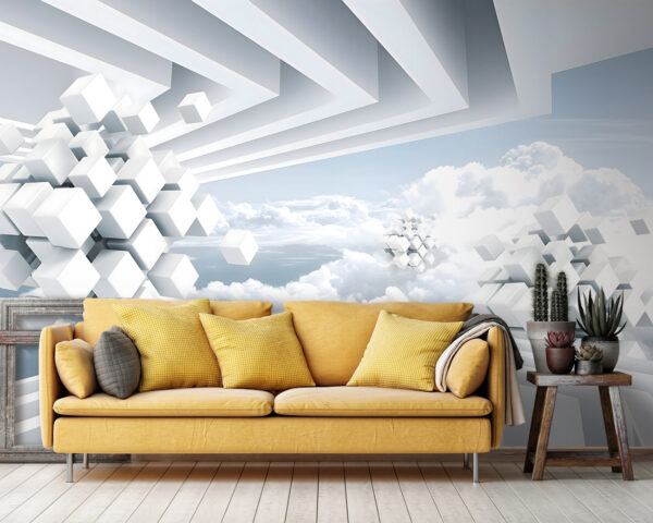 White cubes and clouds White cubes and clouds