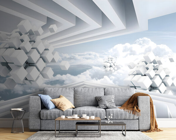 White cubes and clouds White cubes and clouds