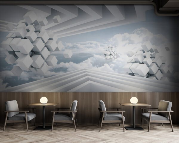 White cubes and clouds White cubes and clouds