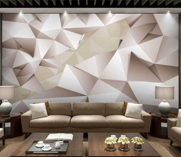 Wall murals White and grey polygonal pattern Wall murals White and grey polygonal pattern