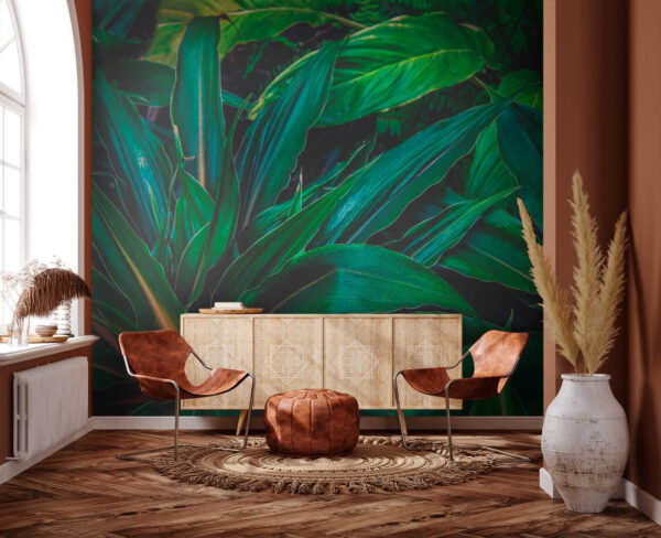Lush tropical leaves in vibrant green. Lush tropical leaves in vibrant green.