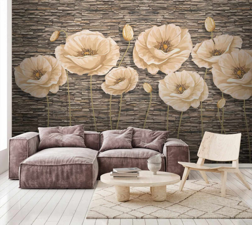 Group of flowers on a brick wall u41855pig1 1024x912 - Group of flowers on a brick wall