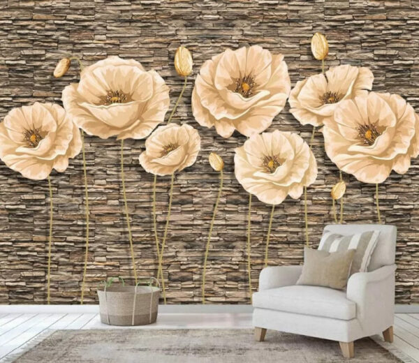 Group of flowers on a brick wall u41855pig4m 600x520 - Group of flowers on a brick wall