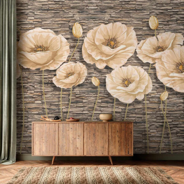 Group of flowers on a brick wall u41855pih1 600x600 - Group of flowers on a brick wall