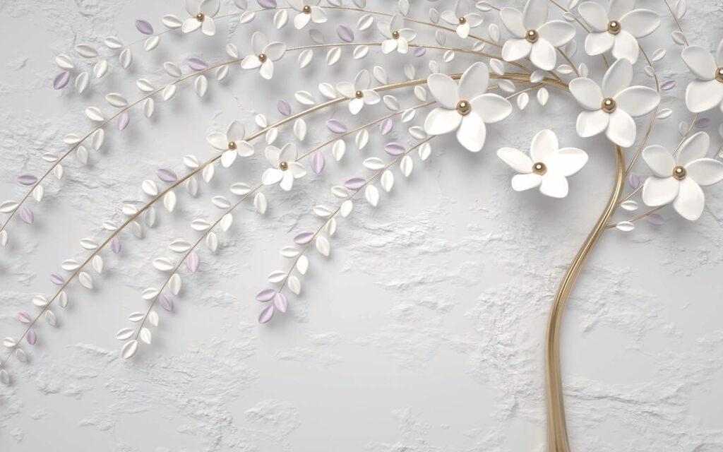 Elegant White Floral Wall Artistry Elegant White Floral Wall Artistry