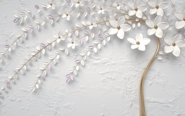 Elegant White Floral Wall Artistry Elegant White Floral Wall Artistry