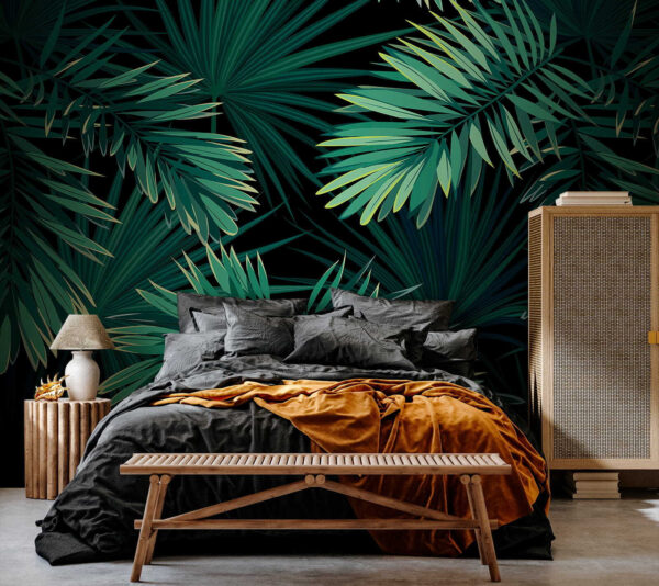 Tropical leaves on a dark background. Tropical leaves on a dark background.